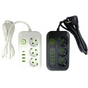 Hi1423 Підовжувач No F01 5U 2м/3гнізда+3USB+1Type-C 2500W кнопка (60pcs)