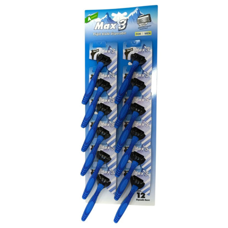 Hi1812 Станки для гоління MAX 12шт, 3 леза, чоловічі (72pcs)
